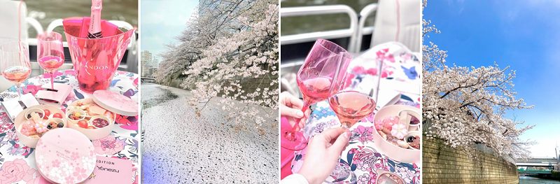 目黒川お花見CHANDONクルーズ（桜色を使用したテーブルコーディネート）